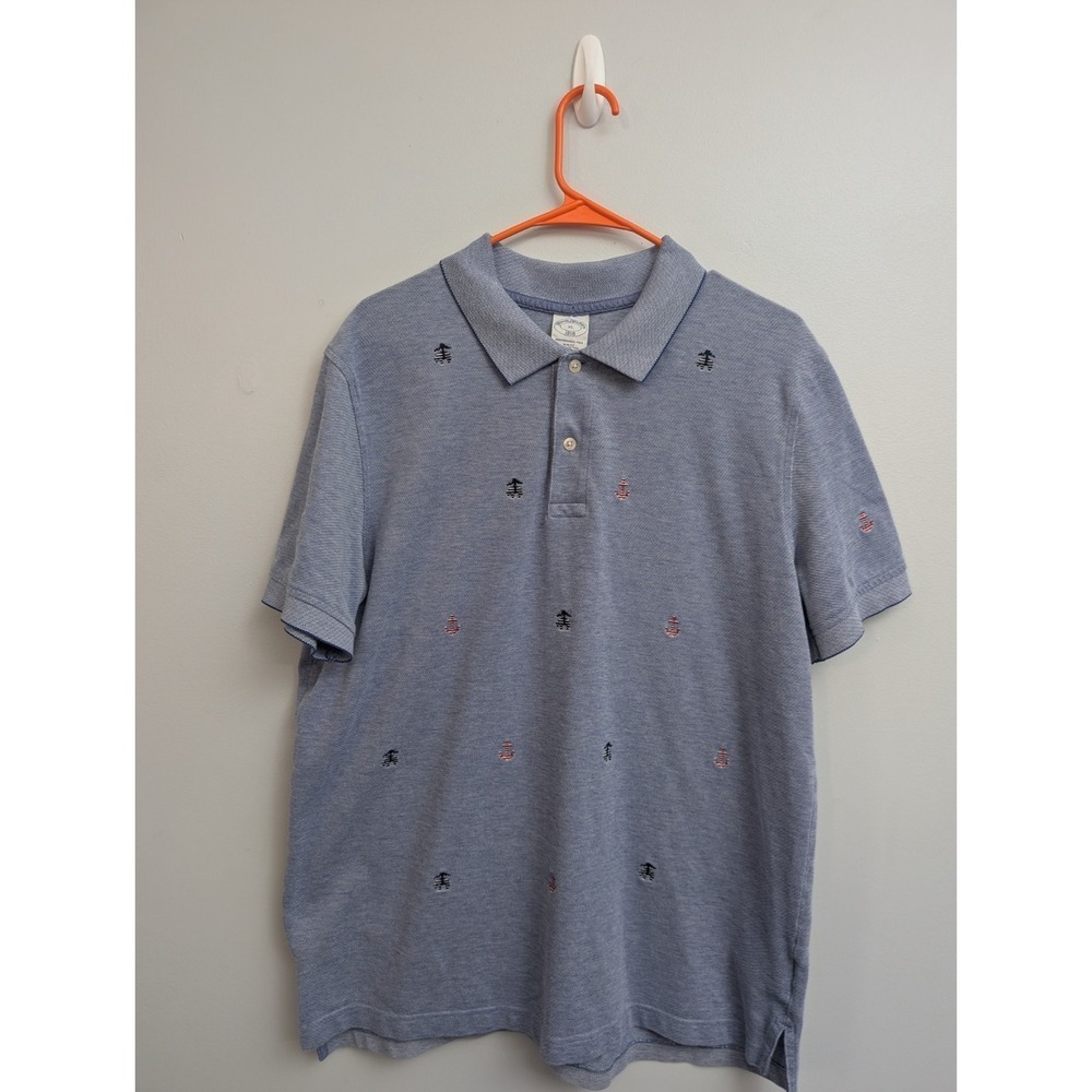 D6 Brooks Brothers Fleece & Anchors Logo Golf Polo Shirt L Slim Fit Rugby